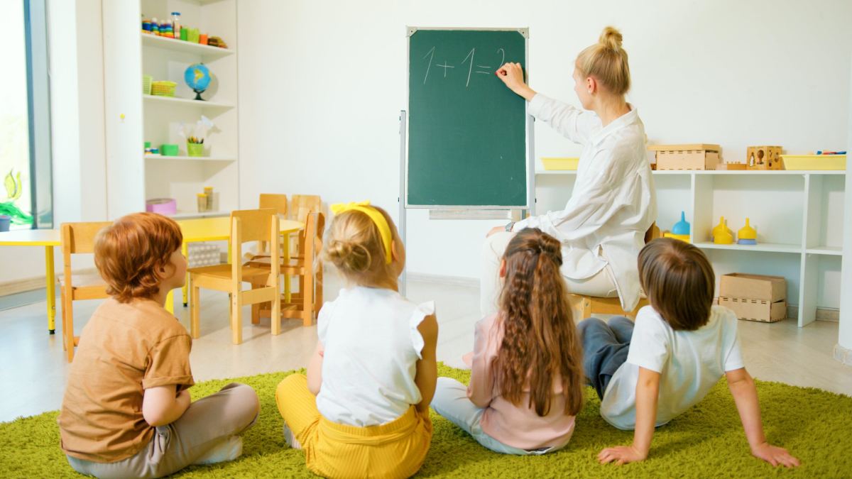 Young children learning math in Australian classroom
