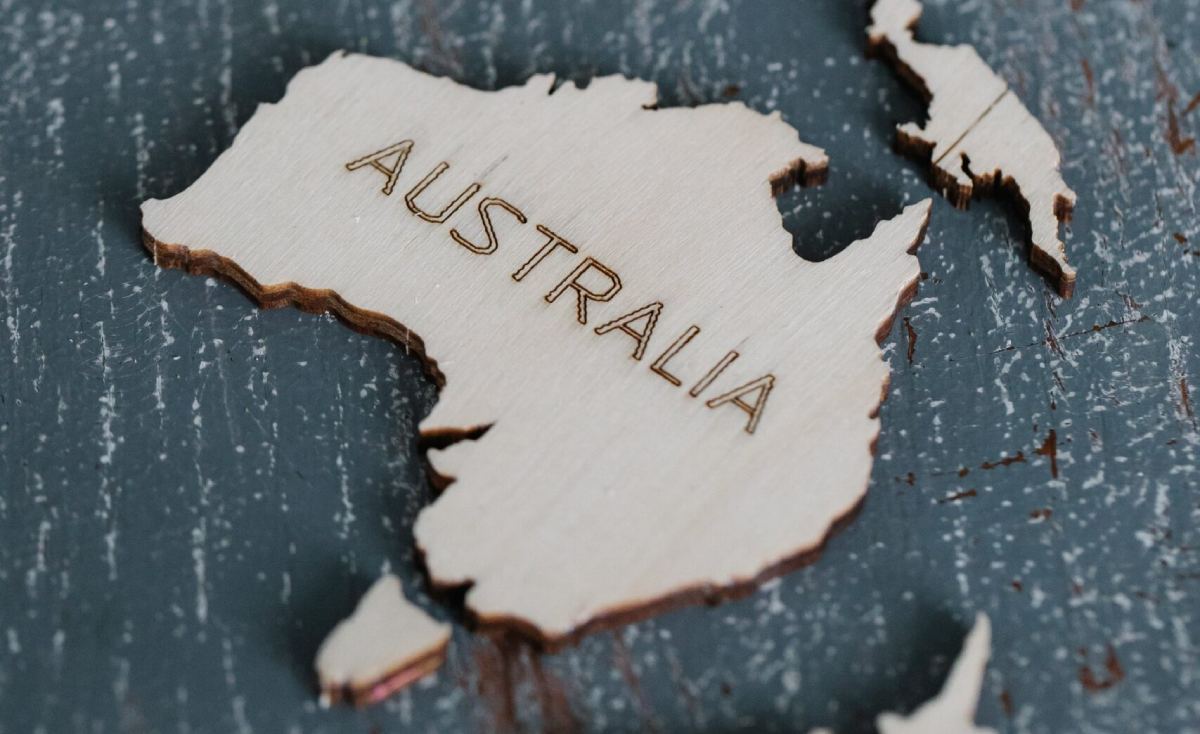 Carved Australia shape on dark surface