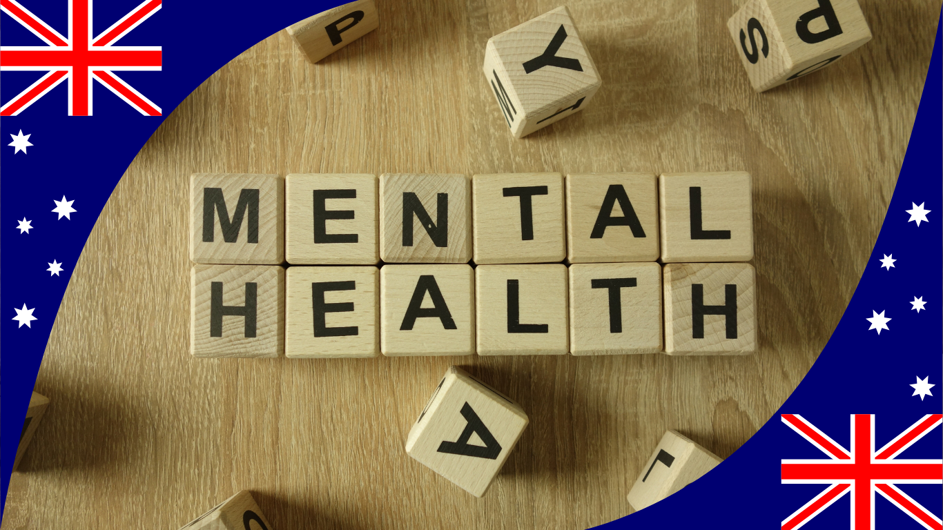 wooden cubes mental health, Australian flag