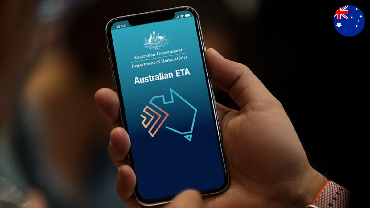 Australian visa application open on smartphone