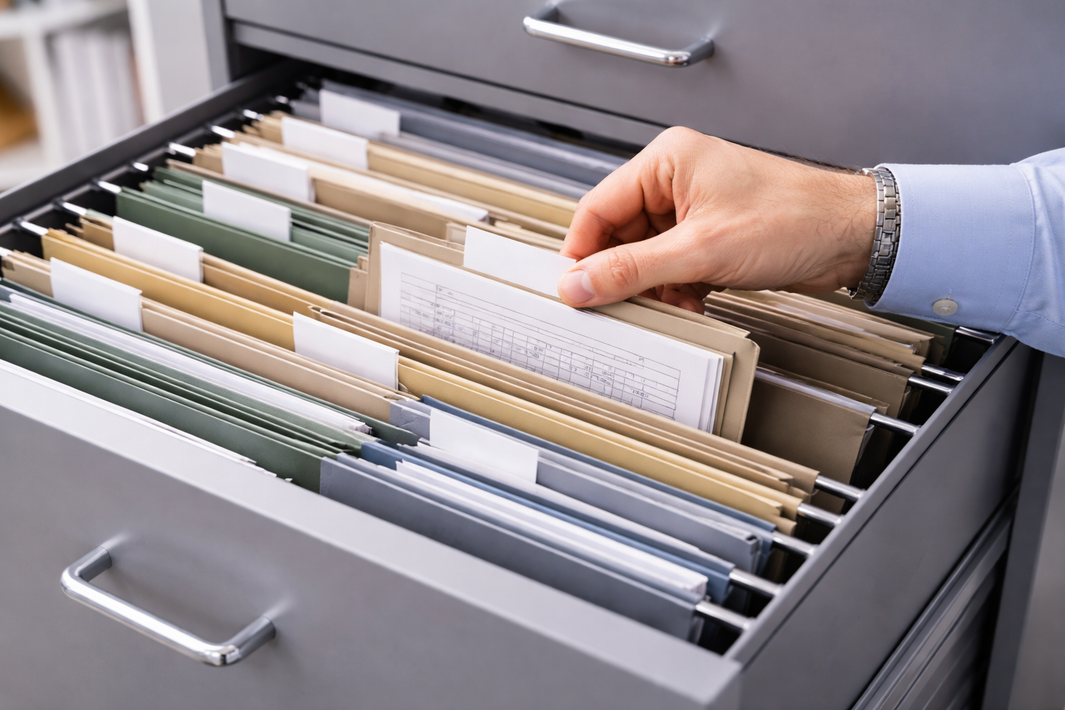 hand selecting one folder from filing cabinet representing Australia invitation rounds selection process