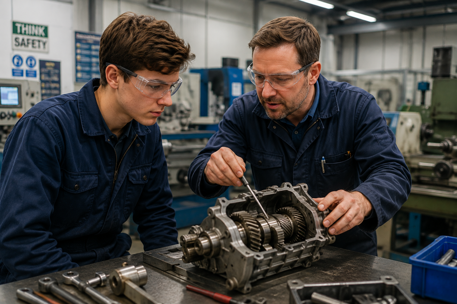 Trainee receiving hands-on technical instruction from an experienced professional, representing occupational training under the 407 visa in Australia.