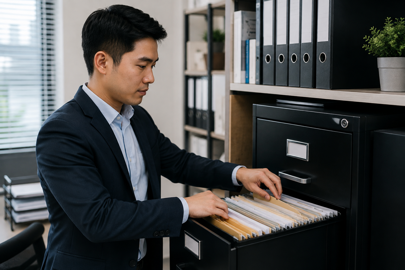 Accountant organising financial records in an office, representing the CPA Australia skills assessment for skilled migration.